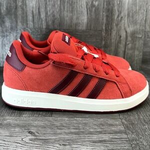 Adidas Grand Court 00s K Kids Size 4 Red Suede Burgundy Stripe Retro NEW JQ5654